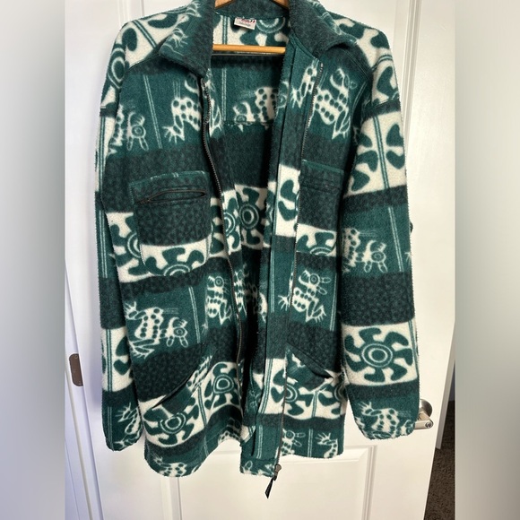 Vintage Aztec Print Oversized Zip Up Jacket. Size XL - Picture 8 of 10